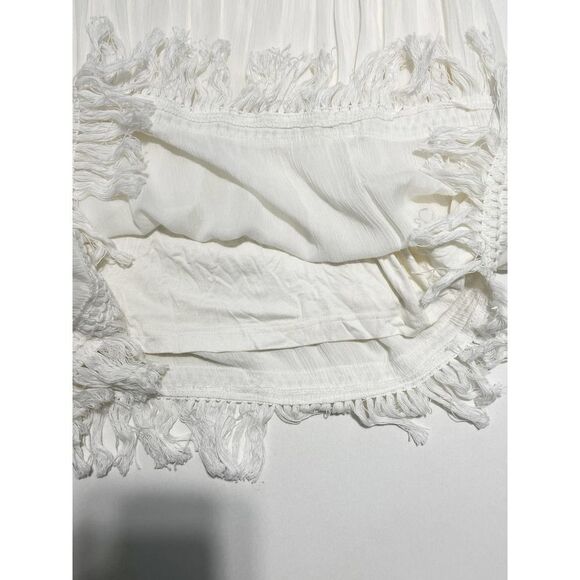 Raga Haley Dress Cold Shoulder Sheer Lace Frayed Mini Gypsy White Cutout Small - Picture 7 of 16